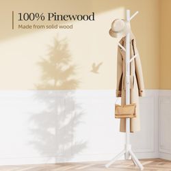 Wood Rack Stand with Hooks for Coat Hat Belt Bag Size 69" Tall New Condition