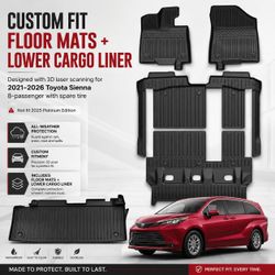 2021–2026 Toyota Sienna
Custom Fitment
Full floor mat kit