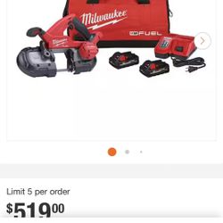 Milwaukee Bandsaw Cordless $280
