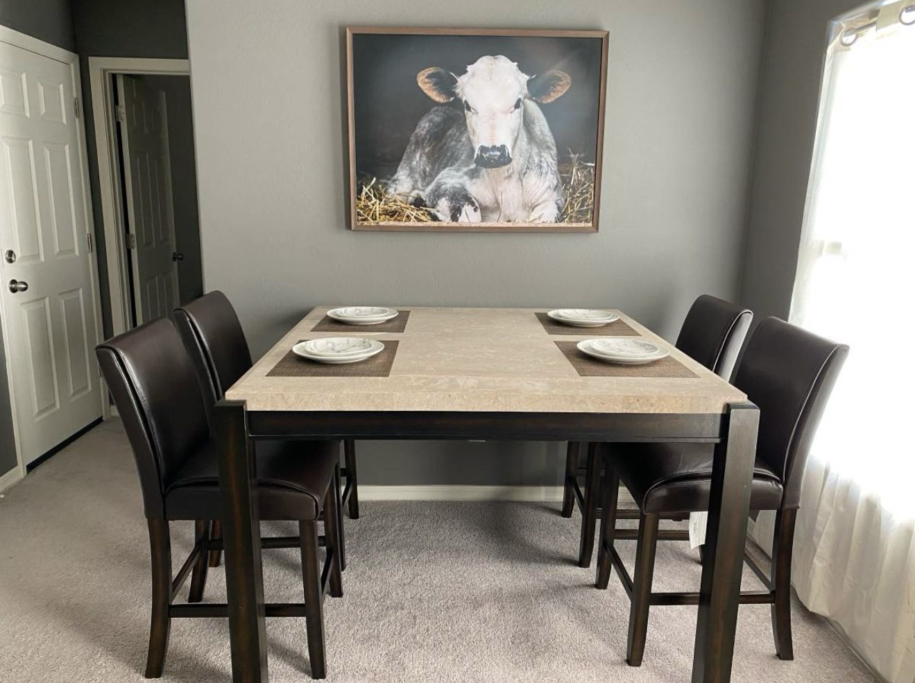 Elegant Marble Top Dining Table with 4 Chairs – Excellent Condition