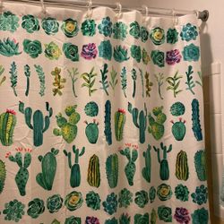 Cactus Succulent Plant Cloth Shower Curtain OBO