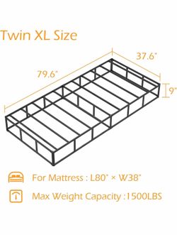 Maenizi Twin XL Box Spring 9 Inch, Heavy Duty Metal Box Spring Bed Base with Fabric Cover, Mattress Foundation, Easy Assembly, Noise Free, Black
