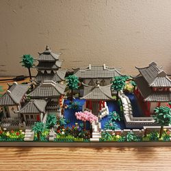 Off-brand Lego Chinese River Temple Scene, Assembled, ~3800 Pieces 