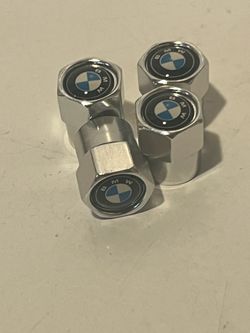BMW Silver Tire Valve Stem Caps Set of 4