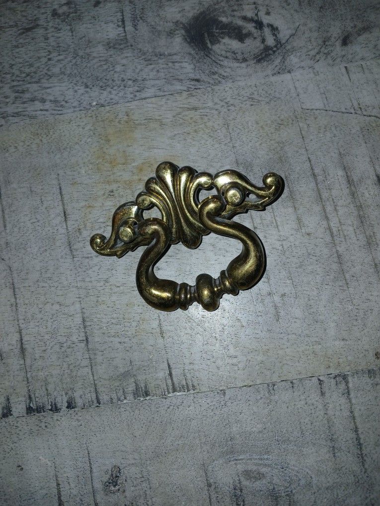 6 Antique Gold Bronze Drop Bail Dresser Hardware Pulls 