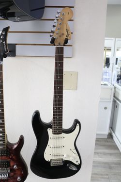 Squier Strat Electric Guitar Black and White (Local Purchase Only)