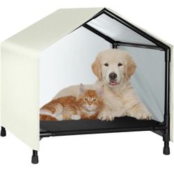 Indoor / Outdoor Elevated Pet Bed with Canopy  for Small to Medium Dogs/Cats,(24" x 24") 