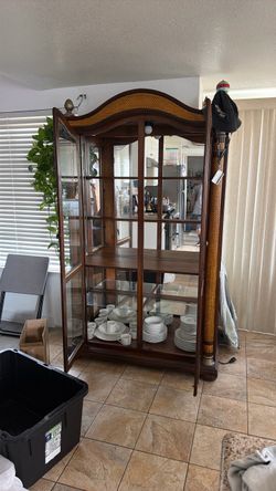 Wood and Glass Curio Display Cabinet