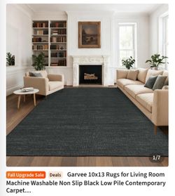 Garvee 10x13 Black Low Pile Area Rug