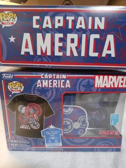 Brand New Mint In Hand Captain America Artist Series Funko Pop With Xtra L Tshirt Set..Target Exclusive..smoke Free Home