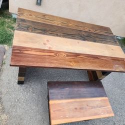 Nice Custom Wood Desk With Bench 