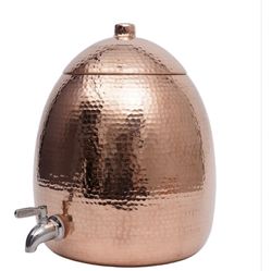 2.5 Gallon Hand-Hammered100% Pure Copper Water Dispenser - AyurvedicUncoated Artisan Crafted, Mirror Polished for Home & Office Use