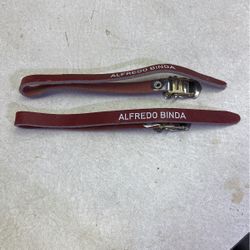 Alfredo Binda leather toe clip straps
