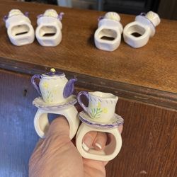 Set of 6 Miniature Tea Cup / Tea Pot Napkin Rings