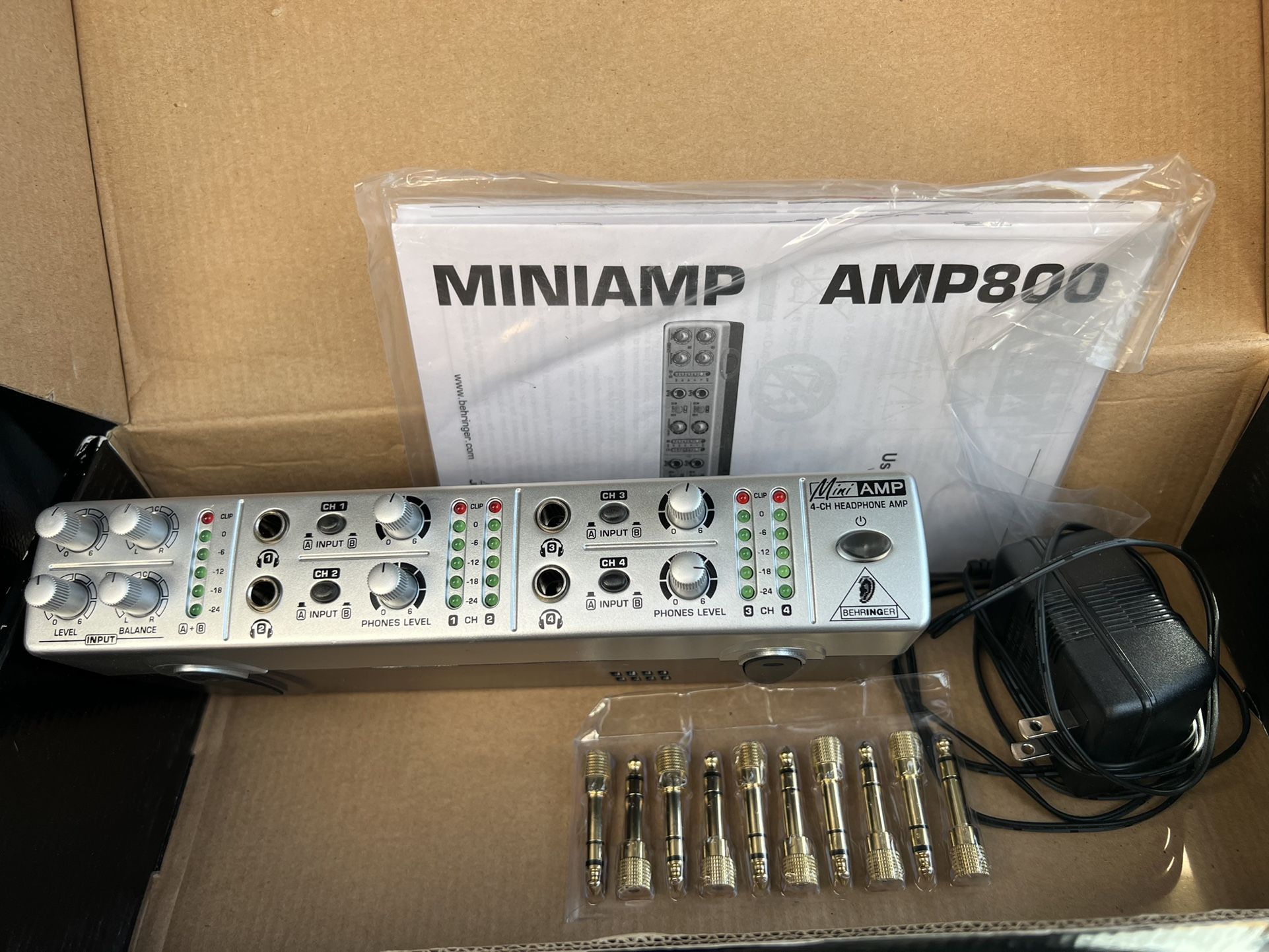 Behringer MiniAmp Amp800 4CH Stereo Headphone Amplifier Live Studio New Open Box