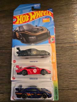 Hot Wheels Lot of 3 Porsche 935's in Black, Blue and Red