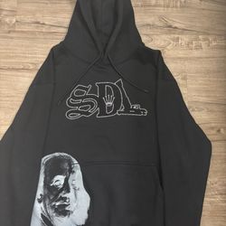Black SDL rhinestone , El Chapo Hoodie Size Large 