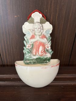 Antique Angel Holy Water Font.  - Rare