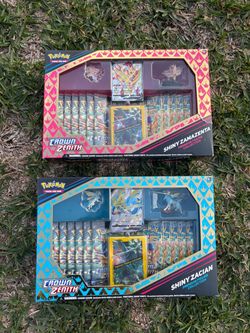 Pokemon Crown Zenith Shiny Zacian And Shiny Zamazenta Premium Figure Collection Set