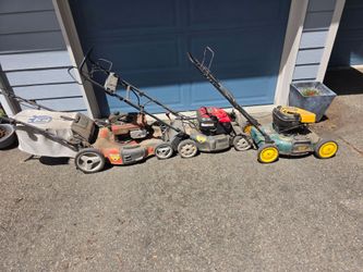 3 lawn mowers for free. Stihl Weed Eater.