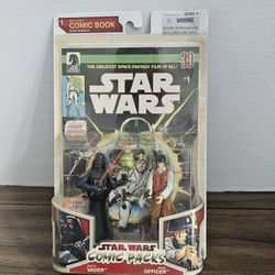 STAR WARS 2 PACK DARTH VADER & REBEL OFFICER ACTION FIGURES #1 COMIC 2009 NIB