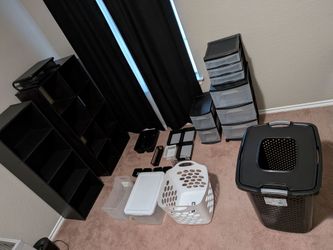 Large selection of organizing bins and shelves for office and home