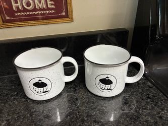 Set of 2 Speckled Ceramic Camp/Coffee Mugs