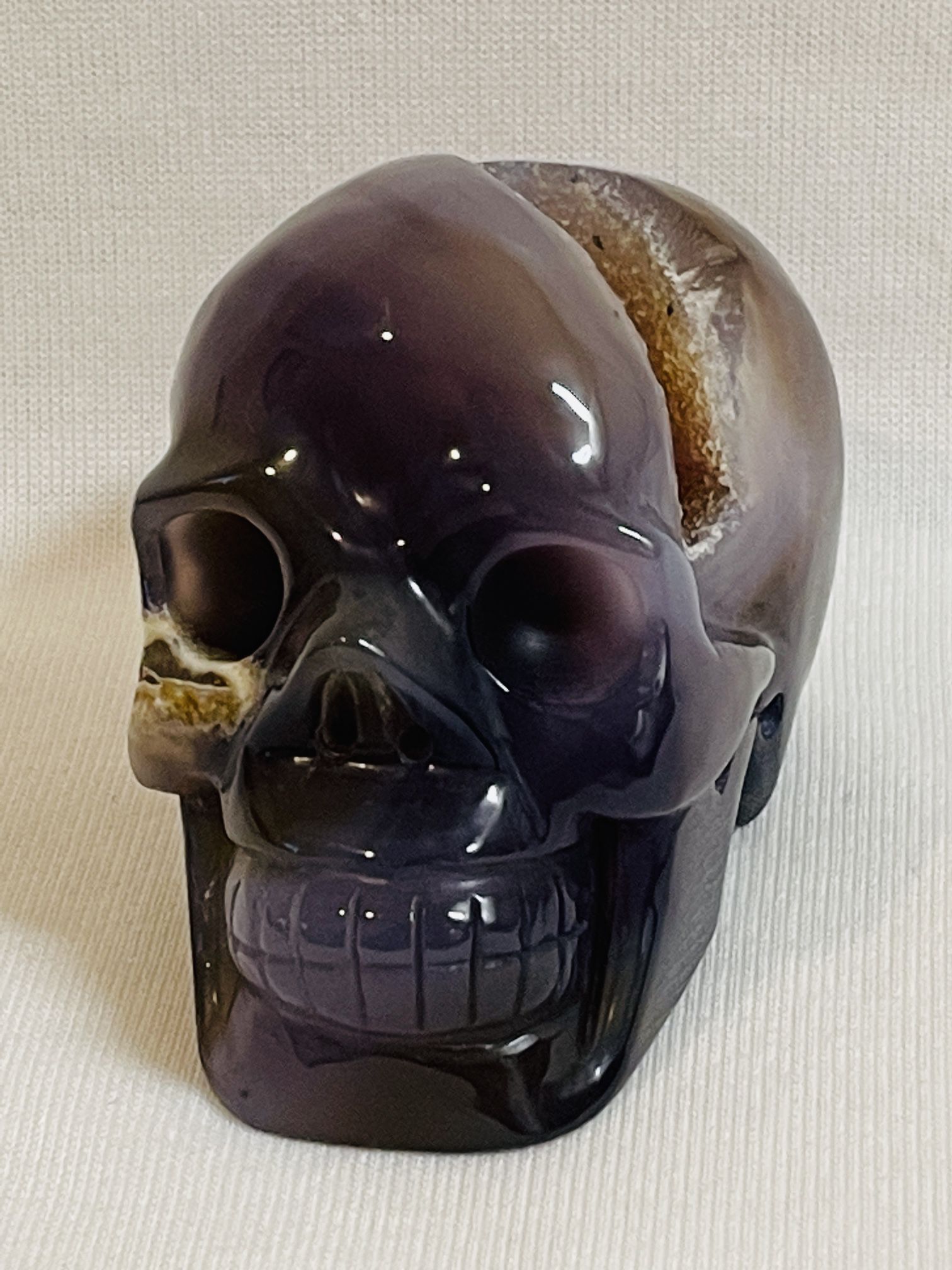 Hand Carved Skull From a Purple Agate Geode! 