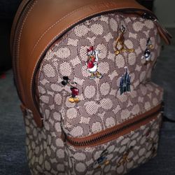 Disney X Coach Charter Backpack Signature Textile Jacquard Mickey and Friends