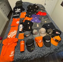 HUGE Home Depot lot of shirts size Small/Medium, hoodies, ball caps and cups $150 for everything