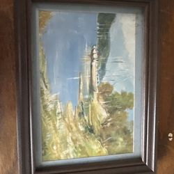 Vintage Small Framed Landscape Oil/Acrylic Painting - 8 x 6