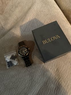 Black Bulova Watch With Real Diamonds 