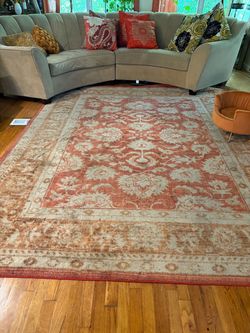 Large Terracotta Floral Area Rug