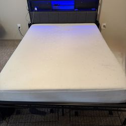 Queen Mattress w LED Bed Frame Included 