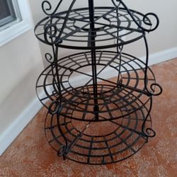3 Tier Round Metal Indoor Outdoor Flower Stand. Never Used Outdoors.