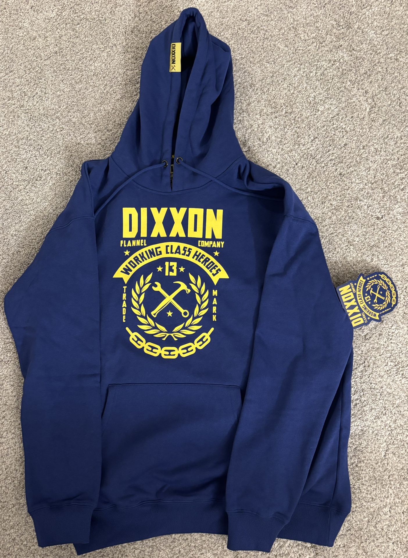 Dixon Blue Hoodie With Yellow Graphic - New