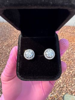 GRA Certified 2CT Moissanite Halo Earrings – Brand New