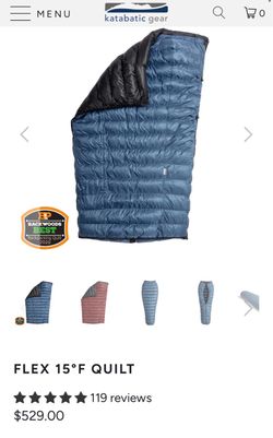 Katabatic quilt, 15 F, 6’ foot,  900 fp goose down