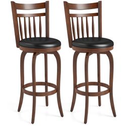 (Set of 2) 24in Swivel Bar Stools with Padded Seats