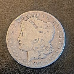 Rare Date 1901-S Morgan Silver Dollar  -  Good To VG - Rim Damage 