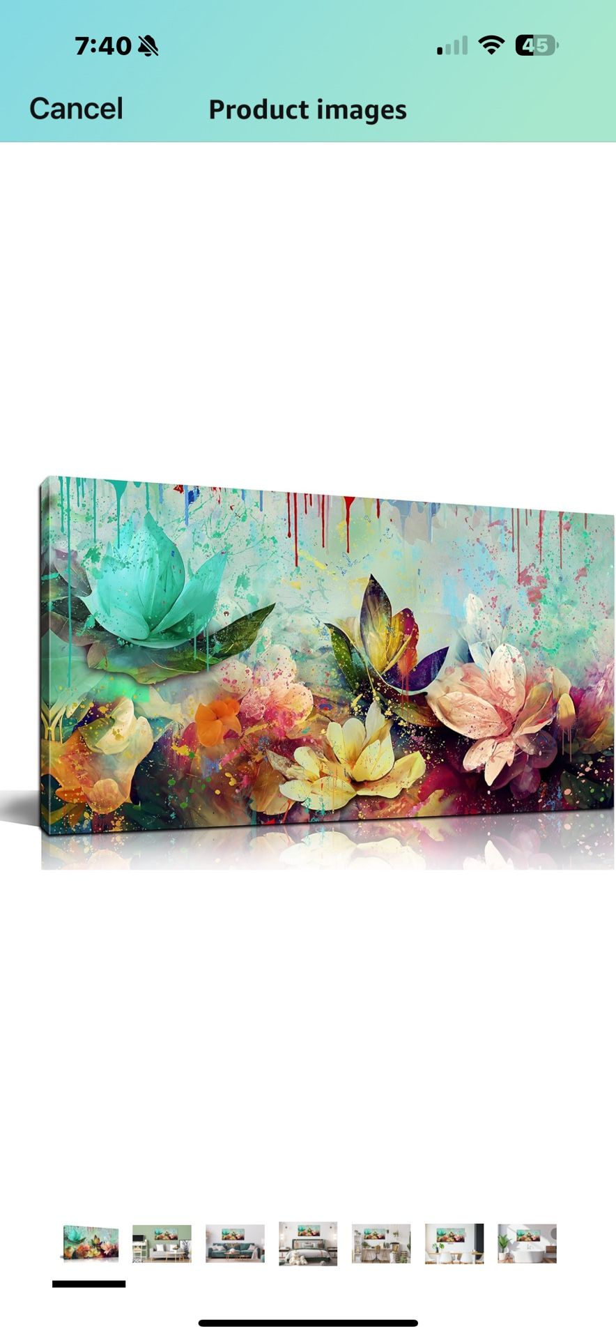 Flower Wall Art for Living Room, Floral Canvas Wall Decor for Bedroom, Colorful Print Paintings, Size 20x40 Inches