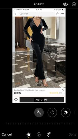 Surplice Neck Velvet Bootcut Leg Jumpsuit