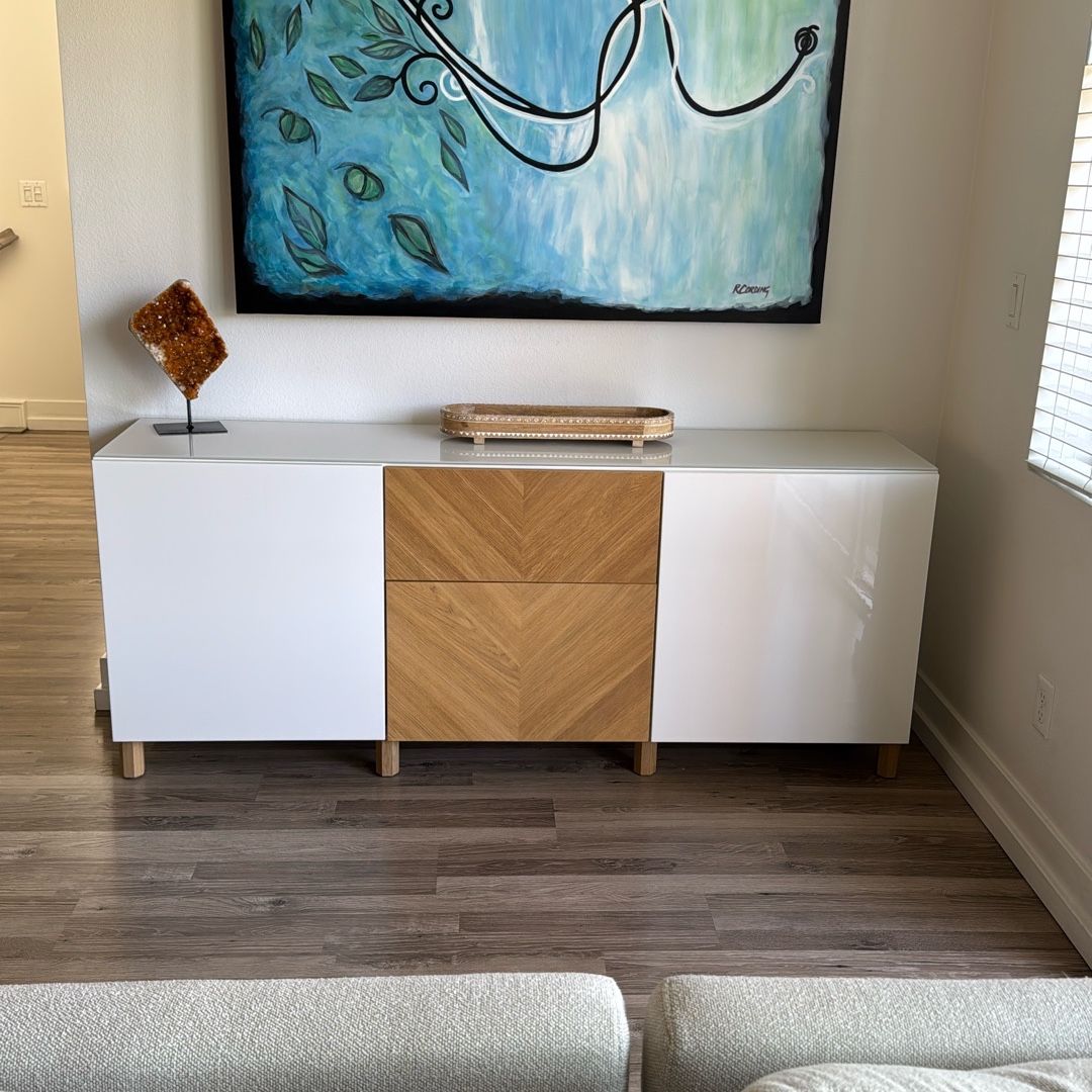 IKEA Besta Storage Access Cabinet Combination With Glass Top And