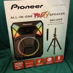 Pioneer Premier 700W Party Speaker w/ Bluetooth, Stand, Wireless Mic, Karaoke Ready, LED Lights 