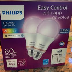 Phillips full color Wi-Fi LED 60 W lightbulbs
