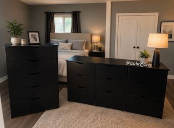 Black 9 drawer dresser and 5 drawer chest bundle deal