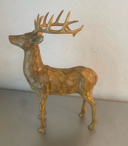 Rustic Wood Standing Deer Figurine