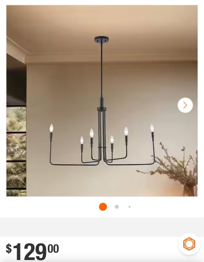 6-Light Black Candle Chandelier Light Fixture