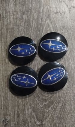 GENUINE OEM SUBARU BLACK CENTER CAPS MADE IN JAPAN LIKE NEW SET OF 4