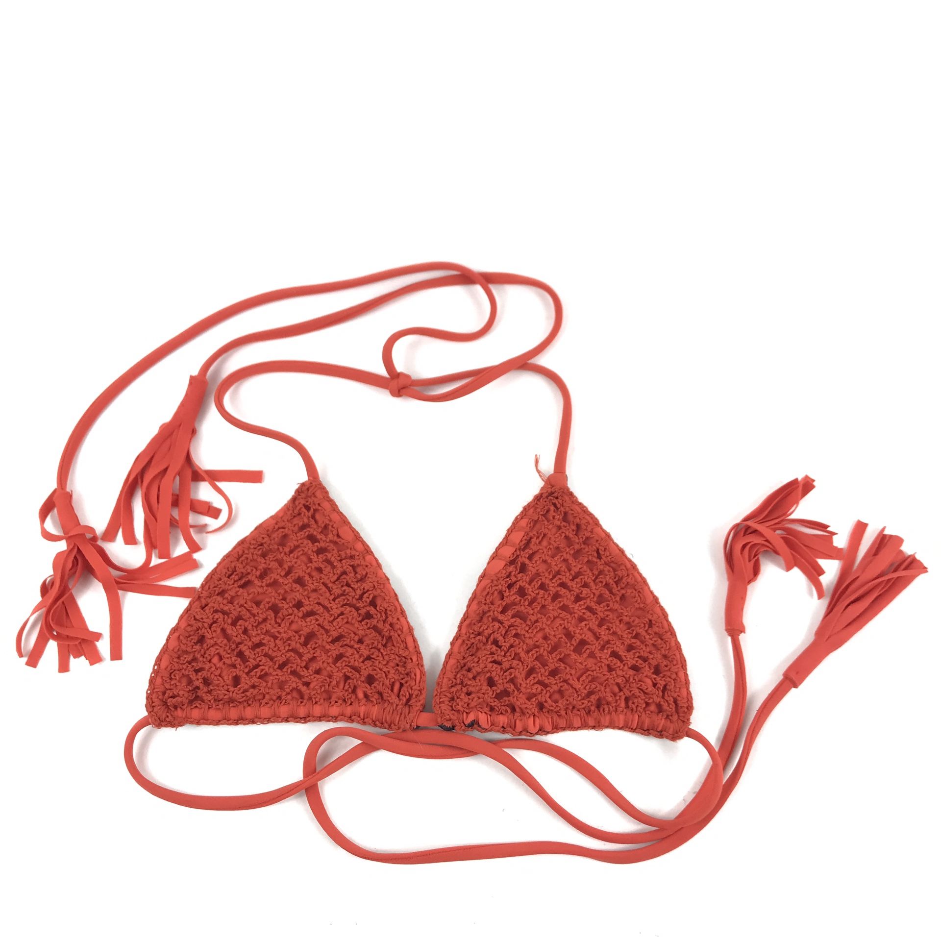 Acacia Swimwear Red Crochet Bikini Halter Top